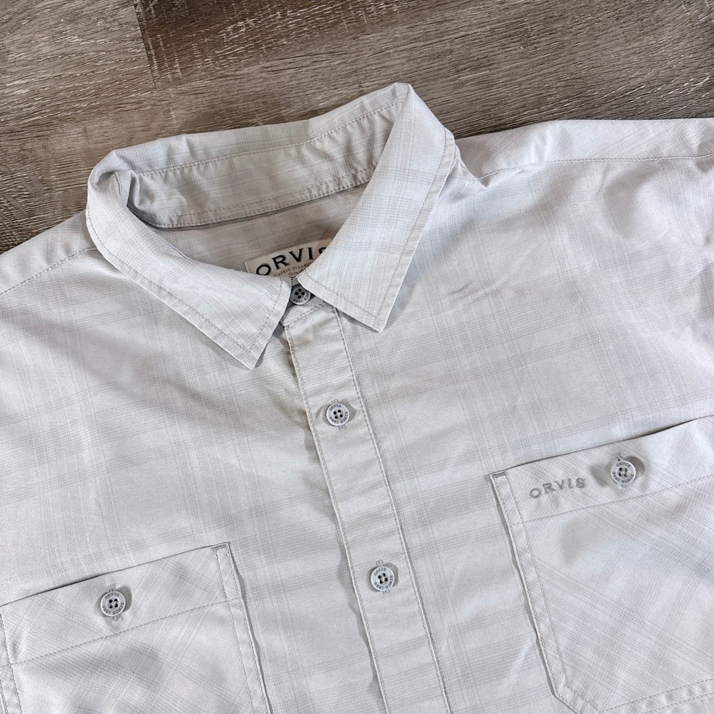 Orvis Classic Collection Mens‎ XXL Gray Plaid Short Sleeve Button Down Shirt